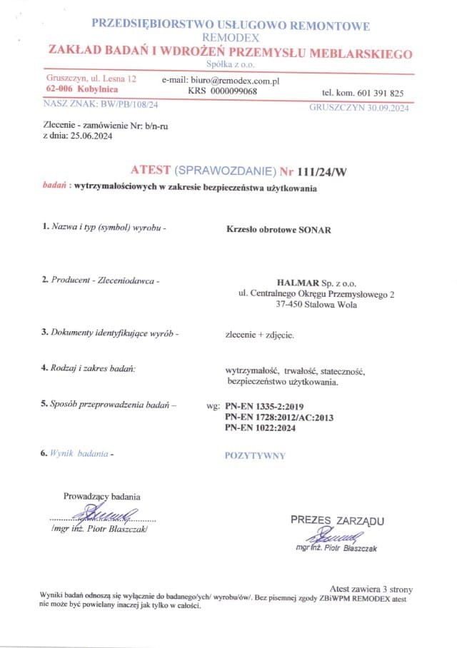 SONAR fotel gabinetowy czarny