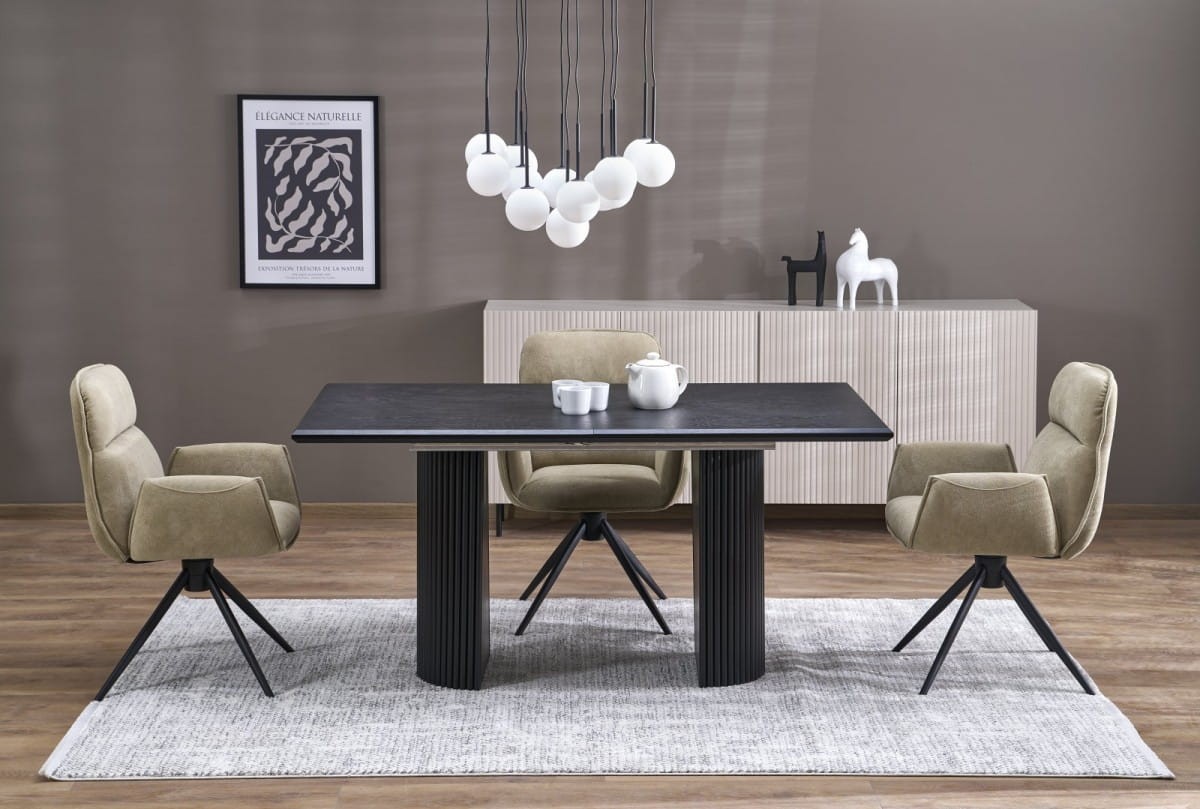 BOLERO stół rozkładany 160-250x90x78 cm dąb naturalny/czarny