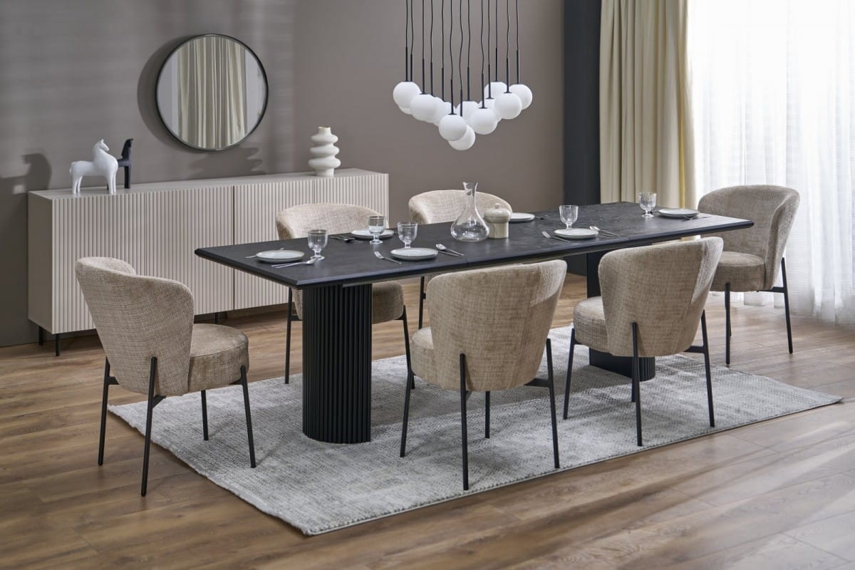 BOLERO stół rozkładany 160-250x90x78 cm dąb naturalny/czarny