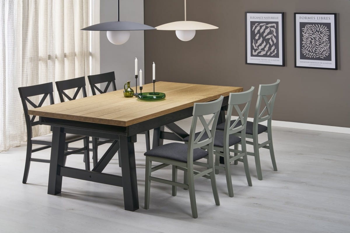 FIESTA stół rozkładany 200-280x100x77 cm dąb naturalny/czarny