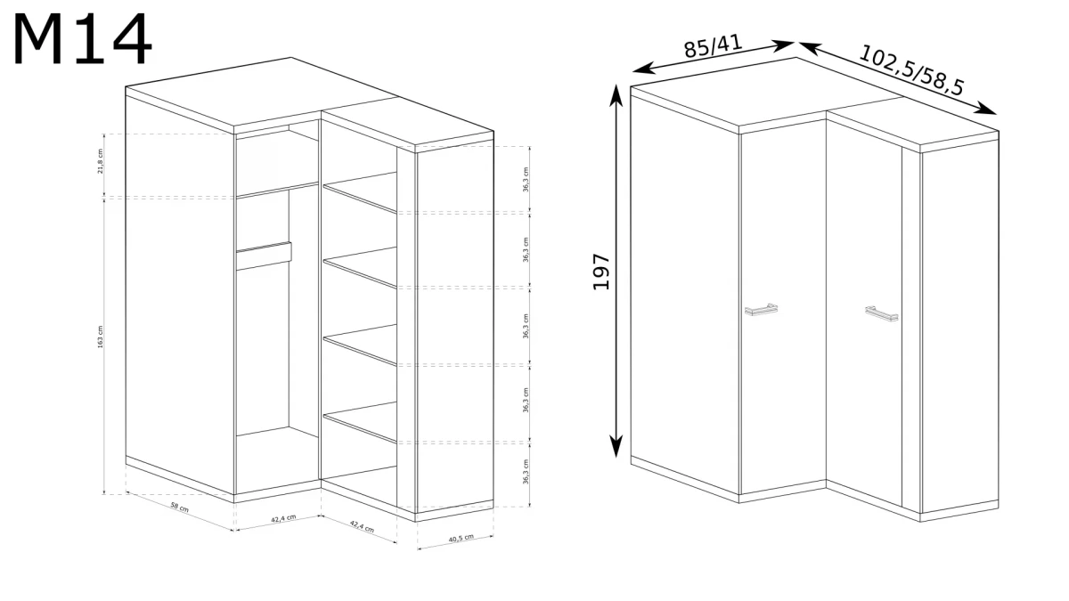M14 Jarstol Mediolan - wymiary
