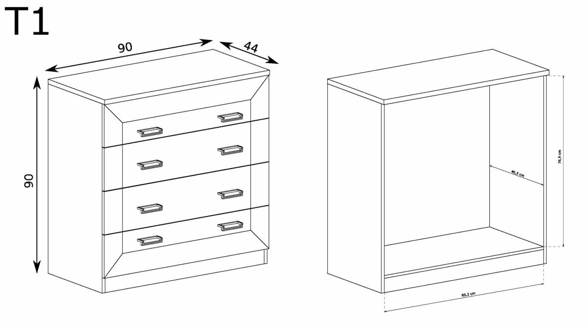 wymiary komody tadeusz t-1
