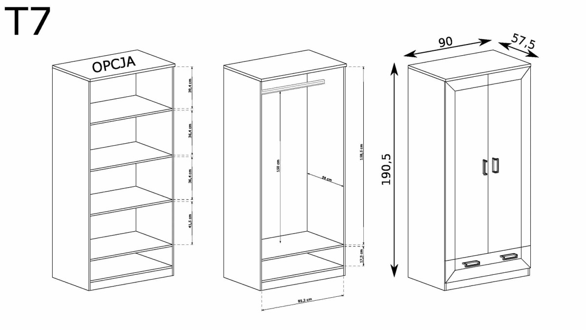 wymiary komody tadeusz t-7
