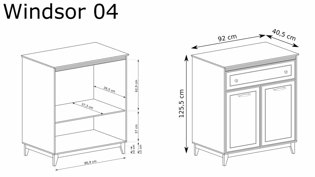 Komoda dwudrzwiowa z szufladą Windsor W-4