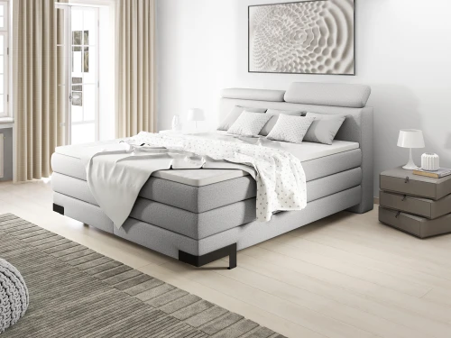 Łóżko kontynentalne Kano 180x200 [WERSAL] z pojemnikiem na pościel i regulowanym zagłówkiem