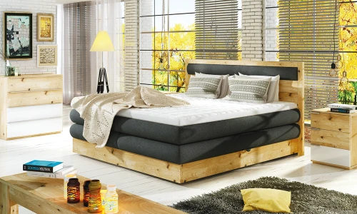 Łóżko dębowe Diori 180x200 [WERSAL] z pojemnikiem na pościel