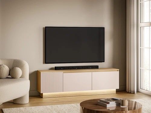 Szafka RTV Hills 06 [ML Meble] trzydrzwiowa z podświetleniem