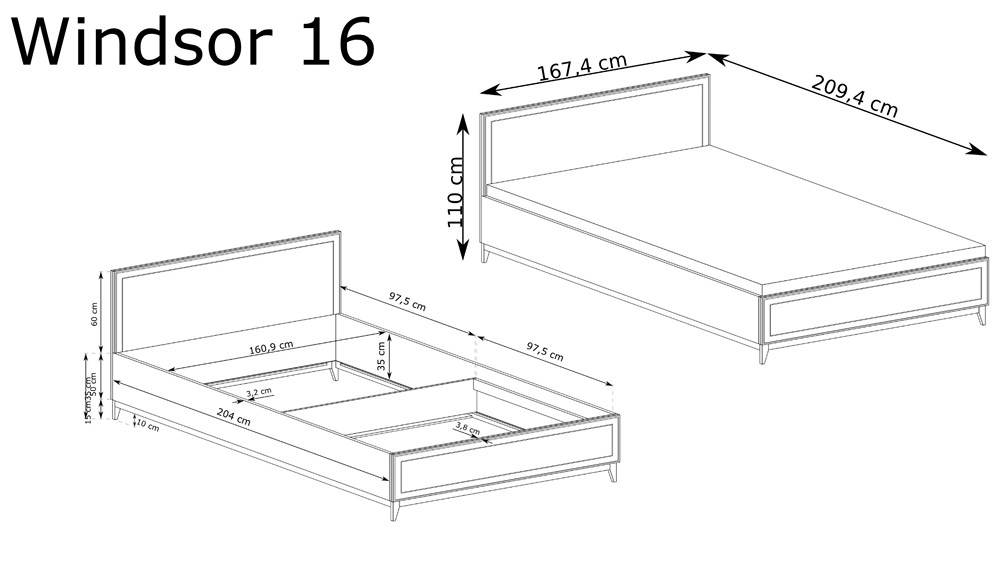 Łóżko z pojemnikiem Windsor W-16
