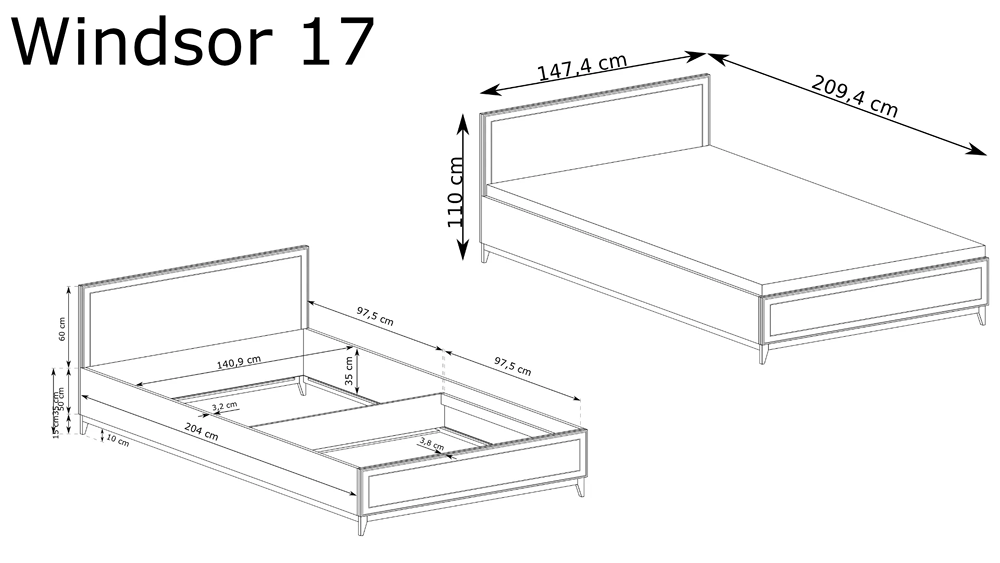 Łóżko z pojemnikiem Windsor W-17
