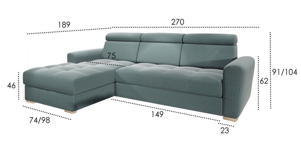 Narożnik Riva – wersja narożnika otwartego z wąską otomaną